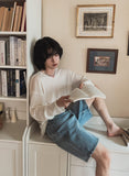 Crema linen V-neck knit