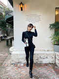 Robe cashmere half-neck ribbed knit