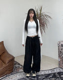 Rough Washing Pin Tuck Balloon Pants