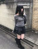 Kibe Ribbon Shirring Wool Tencel T-Shirt