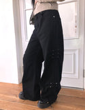 Deo Side Rivet Snap Button Cotton Pants