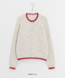Agon Raglan Wool Color Matching Button Knit