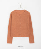 Bran Color Round Knit Cardigan