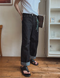 Non-fade Mare double belt raw denim