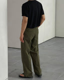 Sharp Linen Wide Banding Pants