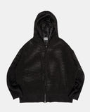 Mesh summer 2-way knit hood zip-up