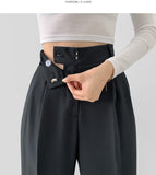 Slacks Flower Two Pintuck Inner Clip Wide Slacks Pants