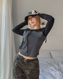 Five Strap Off Shoulder Stripe Long Sleeve