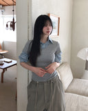[U-BASIC] Riu Ribbed U-Neck Short Sleeve