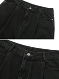 Wide one tuck denim pants