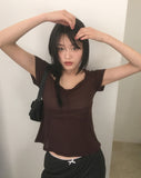 Shocker See-Through Cut Shirring Short Sleeve T-Shirt