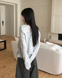 [Sleeveless SET] Lejong Punching Frill Long Sleeve Knit Sleeveless Cardigan Set