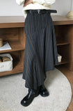 [BELT SET] SLANT STRIPE DRAPE SKIRT