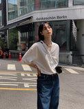 Solid V-neck half cardigan