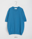 [unisex] Zukizu Summer Boucle Round Short Sleeve Knit - Linen 55