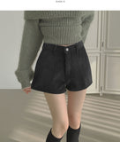 Corduroy Brushed Vertical Stripe A-line Winter Shorts