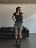 Bohemian Fringed Short Denim Pants