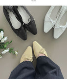 Ribbon Shirring Square To Flat Shoes