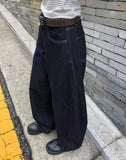 [MADE] Rude Raw Denim Stitch Balloon Fit Wide Long Pants