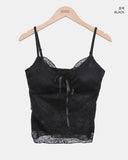 Dina Lace Ribbon Adjustable Cap Sleeveless Top