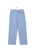 Linen Raw Edge Wide Denim Pants