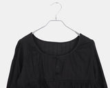 Gumi Striped Button Round Neck Blouse