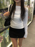 Toa Dot Halter Sleeveless Boat Neck Long Sleeve T-Shirt