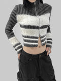 45% Wool) Robed Color Matching Knit Zip-Up