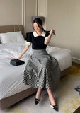 Julien color matching collar pearl sleeve knit