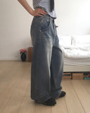 Tinta heart printing wide denim pants