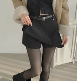 Wool Side Slit Skirt Pants