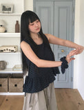 [Scrunchie set] Kicho Dot Ribbon Sleeveless Blouse
