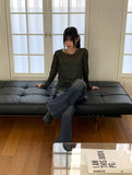 Delray Back Slit Wide Denim Pants