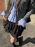 Eve Fake Layered Ruffle Shirt Cardigan