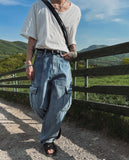 Dust washing cargo denim pants