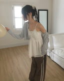 Prim chiffon layered ribbon shirring sleeveless
