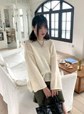 Lipu boat neck overfit soft long sleeve knit