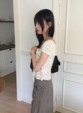 [MADE] Kiswi Eyelet Ribbon Shirring Pocket Nylon Long Skirt