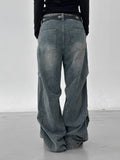 Pintuck straight wash denim