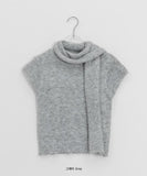 Nipped Hairy Muffler Short Sleeve Knit