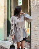 Charili Frill Long Blouse Knit Vest Two-Piece