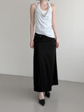 Cowl Neck Draped Layered Halter Top