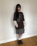 [Fake Layered] Dorin Overfit Layered Lettering Color Matching Long Sleeve T-Shirt