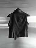Noirine Button High-Neck Sleeveless Vest