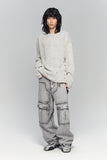 SIDE BUTTON BOUCLE KNIT