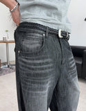 Carton linen-like washed denim pants