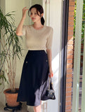 Giet button flare skirt