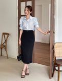 Billy Slit H-Line Long Skirt (Belt Set)