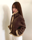 Duna Suede Hooded Duffle Fleece Fur Mustang Jacket