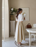 Cafe Color Matching Pin Tuck Flare One Piece